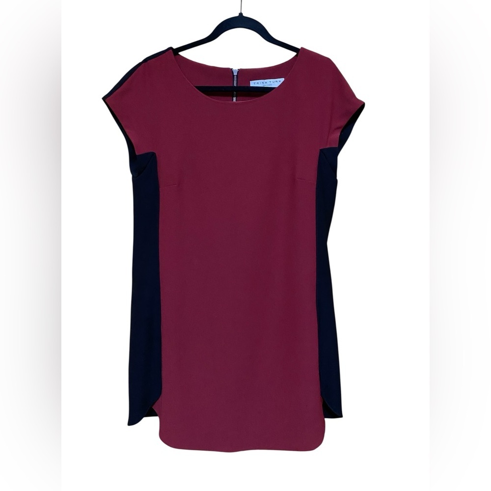 Trina Turk Burgandy & Black Colorblock Dress in Size 8. - Picture 1 of 11